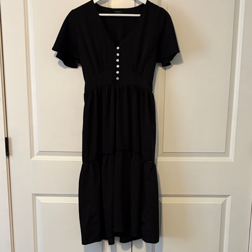 Elegant Black Button-Down Dress